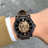 Fossil Commuter Automatic Black Dial Brown Leather Strap Watch for Men - ME3158 Authentic Buy Shop Now