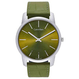 Calvin Klein City Green Dial Green Leather Strap Watch for Men - K2G211WL Authentic Buy Shop Now