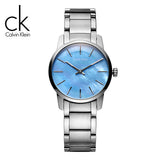 Calvin Klein City Mother of Pearl Blue Dial Silver Steel Strap Watch for Women - K2G2314X Authentic Buy Shop Now