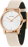 Calvin Klein City Silver Dial White Leather Strap Watch for Women - K2G236X6 Authentic Buy Shop Now