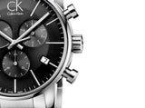 Calvin Klein City Chronograph Black Dial Silver Steel Strap Watch for Men - K2G27143 Authentic Buy Shop Now