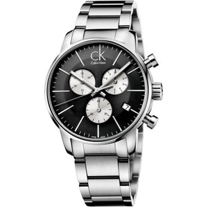 Calvin Klein City Chronograph Black Dial Silver Steel Strap Watch for Men - K2G2714X Authentic Buy Shop Now