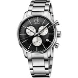 Calvin Klein City Chronograph Black Dial Silver Steel Strap Watch for Men - K2G2714X Authentic Buy Shop Now