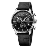 Calvin Klein City Chronograph Black Dial Black Leather Strap Watch for Men - K2G271C3 Authentic Buy Shop Now
