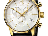 Calvin Klein City Chronograph Silver Dial Black Leather Strap Watch for Men - K2G275C6 Authentic Buy Shop Now