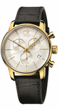 Calvin Klein City Chronograph Silver Dial Black Leather Strap Watch for Men - K2G275C6 Authentic Buy Shop Now
