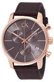 Calvin Klein City Chronograph Grey Dial Brown Leather Strap Watch for Men - K2G276G3 Authentic Buy Shop Now