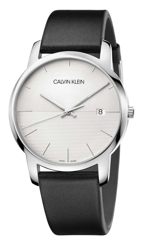 Calvin Klein City White Dial Black Leather Strap Watch for Men - K2G2G1CD Authentic Buy Shop Now