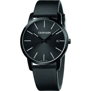 Calvin Klein City Quartz Black Dial Black Leather Strap Watch for Men - K2G2G4CX Authentic Buy Shop Now