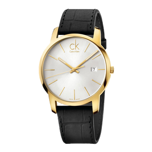 Calvin Klein City Mother of Pearl White Dial Black Leather Strap Watch for Men - K2G2G5C6 Authentic Buy Shop Now