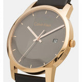 Calvin Klein City Quartz Grey Dial Black Leather Strap Watch for Men - K2G2G6C3 Authentic Buy Shop Now