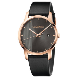 Calvin Klein City Quartz Grey Dial Black Leather Strap Watch for Men - K2G2G6C3 Authentic Buy Shop Now