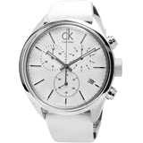 Calvin Klein Masculine Chronograph White Dial White Leather Strap Watch for Men - K2H27101 Authentic Buy Shop Now