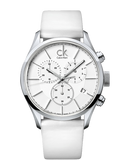 Calvin Klein Masculine Chronograph White Dial White Leather Strap Watch for Men - K2H27101 Authentic Buy Shop Now