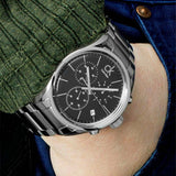 Calvin Klein Masculine Chronograph Black Dial Silver Steel Strap Watch for Men - K2H27104 Authentic Buy Shop Now