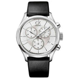 Calvin Klein Masculine Chronograph White Dial Black Leather Strap Watch for Men - K2H27120 Authentic Buy Shop Now
