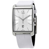 Calvin Klein Window White Dial White Leather Strap Watch for Men - K2M21120 Authentic Buy Shop Now