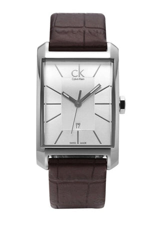 Calvin Klein Window Silver Dial Brown Leather Strap Watch for Women - K2M23126 Authentic Buy Shop Now