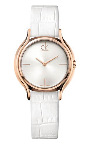 Calvin Klein Skirt White Dial White Leather Strap Watch for Women - K2U236K6 Authentic Buy Shop Now