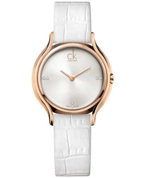 Calvin Klein Skirt White Dial White Leather Strap Watch for Women - K2U236KW Authentic Buy Shop Now