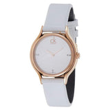 Calvin Klein Skirt White Dial White Leather Strap Watch for Women - K2U236K6 Authentic Buy Shop Now