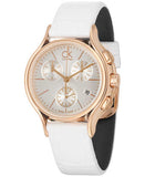 Calvin Klein Skirt Chronograph White Dial White Leather Strap Watch for Women - K2U296L6 Authentic Buy Shop Now