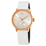 Calvin Klein Accent Silver Dial White Leather Strap Watch for Women - K2Y216K6 Authentic Buy Shop Now