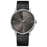 Calvin Klein Accent Black Dial Black Leather Strap Watch for Men - K2Y2X1CU Authentic Buy Shop Now
