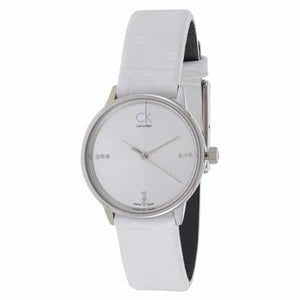 Calvin Klein Accent White Dial White Leather Strap Watch for Women - K2Y2Y1K6 Authentic Buy Shop Now