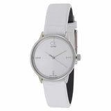 Calvin Klein Accent Silver Dial White Leather Strap Watch for Women - K2Y2Y1KW Authentic Buy Shop Now