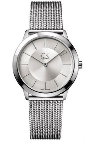 Calvin Klein Minimal Silver Dial Silver Mesh Bracelet Watch for Men - K3M21126 Authentic Buy Shop Now