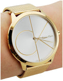 Calvin Klein Minimal White Dial Gold Mesh Bracelet Watch for Men - K3M21526 Authentic Buy Shop Now