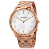Calvin Klein Minimal White Dial Rose Gold Mesh Bracelet Watch for Men - K3M21626 Authentic Buy Shop Now