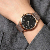 Calvin Klein Minimal Black Dial Rose Gold Mesh Bracelet Watch for Men - K3M2162Y Authentic Buy Shop Now