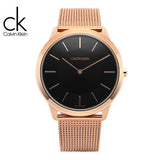 Calvin Klein Minimal Black Dial Rose Gold Mesh Bracelet Watch for Men - K3M2162Y Authentic Buy Shop Now