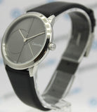 Calvin Klein Minimal Grey Dial Black Leather Strap Watch for Men - K3M221C3 Authentic Buy Shop Now
