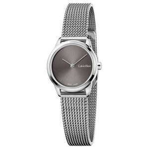 Calvin Klein Minimal Grey Dial Silver Mesh Bracelet Watch for Women - K3M221Y3 Authentic Buy Shop Now