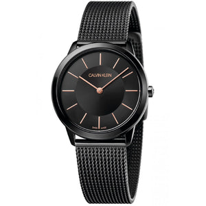 Calvin Klein Minimal Black Dial Black Mesh Bracelet Watch for Women - K3M22421 Authentic Buy Shop Now