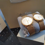 Calvin Klein Minimal White Dial Gold Mesh Bracelet Watch for Men - K3M21526 Authentic Buy Shop Now
