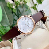 Calvin Klein Minimal White Dial Brown Leather Strap Watch for Women - K3M226G6 Authentic Buy Shop Now
