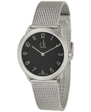 Calvin Klein Minimal Black Dial Silver Mesh Bracelet Watch for Women - K3M52151 Authentic Buy Shop Now