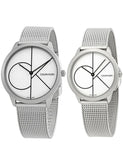 Calvin Klein Minimal White Dial Silver Mesh Bracelet Watch for Men - K3M5115X Authentic Buy Shop Now
