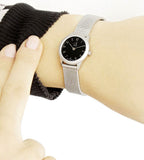 Calvin Klein Minimal Black Dial Silver Mesh Bracelet Watch for Women - K3M53151 Authentic Buy Shop Now