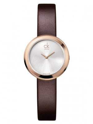 Calvin Klein Firm White Dial Brown Leather Strap Watch for Women - K3N236G6 Authentic Buy Shop Now