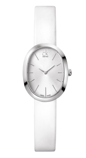 Calvin Klein Incentive White Dial White Leather Strap Watch for Women - K3P231L6 Authentic Buy Shop Now