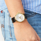 Calvin Klein Surround Silver Dial Black Leather Strap Watch for Men - K3W215C6 Authentic Buy Shop Now