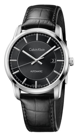 Calvin Klein Infinity Automatic Black Dial Black Leather Strap Watch for Men - K5S341C1 Authentic Buy Shop Now