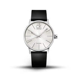 Calvin Klein Post Minimal Silver Dial Black Leather Strap Watch for Men - K7622185 Authentic Buy Shop Now