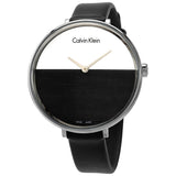 Calvin Klein Rise White Grey Dial Black Leather Strap Watch for Women - K7A231C3 Authentic Buy Shop Now