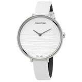 Calvin Klein Rise White Grey Dial White Leather Strap Watch for Women - K7A231L6 Authentic Buy Shop Now